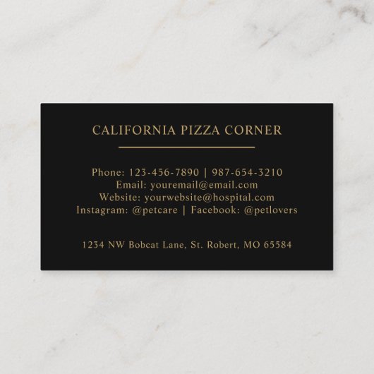 Carte De Visite Personnalisé Initial & Nom Noir Et Or Monogramme (Dos)