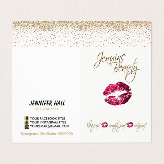 Carte De Visite Personnalisé - Instructions sur les lèvres roses e (Extérieur déplié)