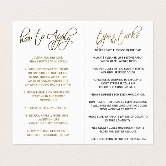 Carte De Visite Personnalisé - Instructions sur les lèvres roses e (Intérieur déplié)