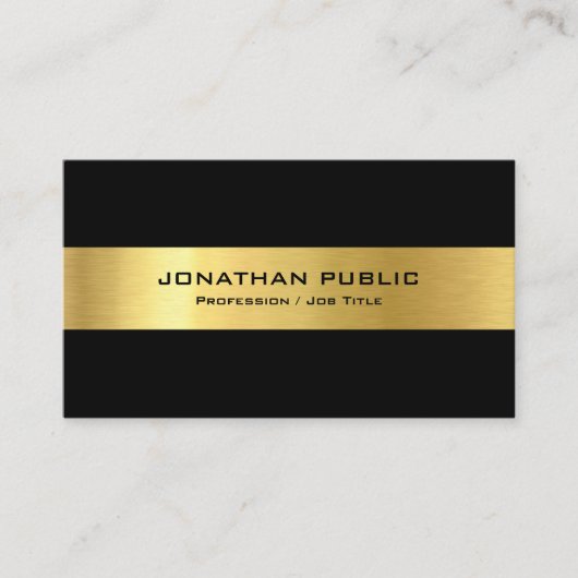 Carte De Visite Personnalisé moderne Elegant Black Gold Simple Mod (Devant)