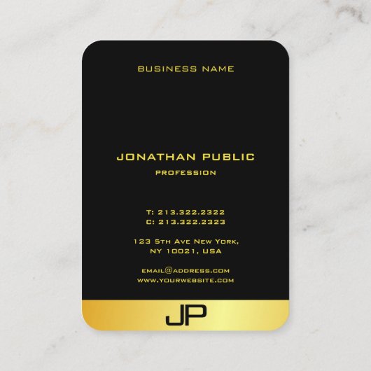 Carte De Visite Personnalisé Moderne Élégant Monogram Gold Look Mo (Dos)