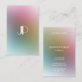 Carte De Visite Personnalisé Moderne Élégant Monogramme Modèle col (Devant / Derrière)