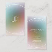 Carte De Visite Personnalisé Moderne Élégant Monogramme Modèle col (Devant / Derrière)