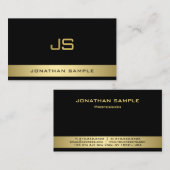 Carte De Visite Personnalisé Moderne Élégant Monogramme Noir Or (Devant / Derrière)