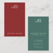 Carte De Visite Personnalisé Moderne Élégant Monogramme Vertical (Devant / Derrière)