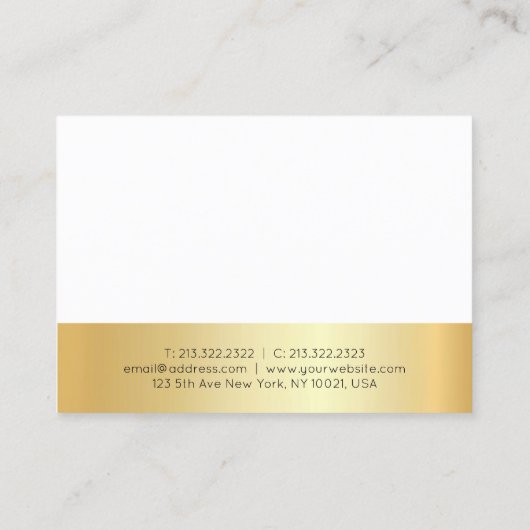 Carte De Visite Personnalisé Moderne Élégant Or Blanc Simple Modèl (Dos)