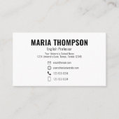 Carte De Visite Personnalisé Moderne Photo Simple Noir Blanc Style (Devant)