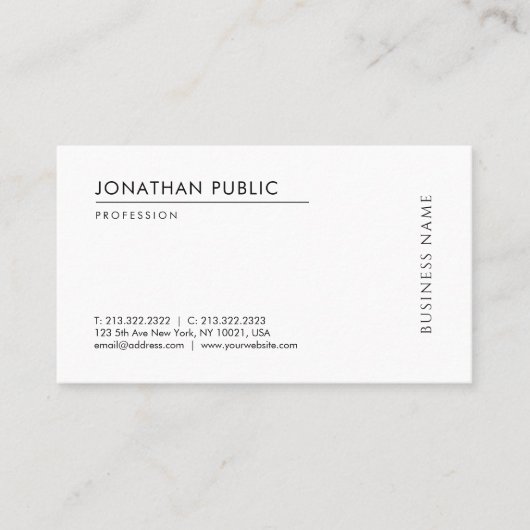 Carte De Visite Personnalisé Moderne Simple Modèle Professionnel É (Devant)