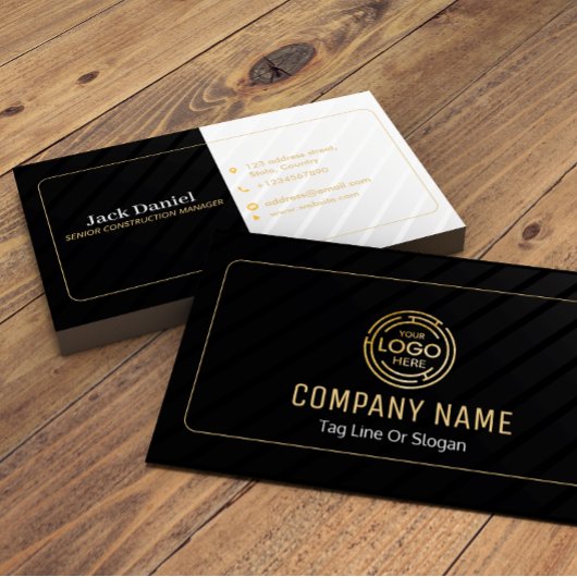 Carte De Visite Personnalisé Noir + Or Maison Construction Lux
