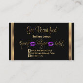 Carte De Visite Personnalisé - Parties scintillant violette et lèv (Dos)