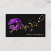 Carte De Visite Personnalisé - Parties scintillant violette et lèv (Devant)