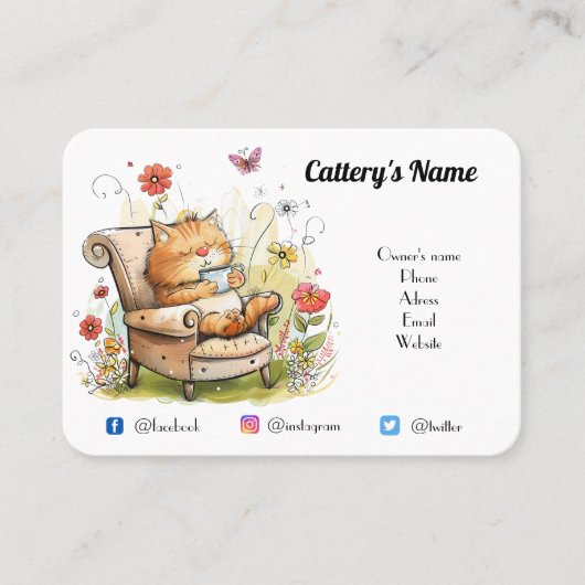 Carte de visite personnalisé pour Cattery Cute Des (Devant)