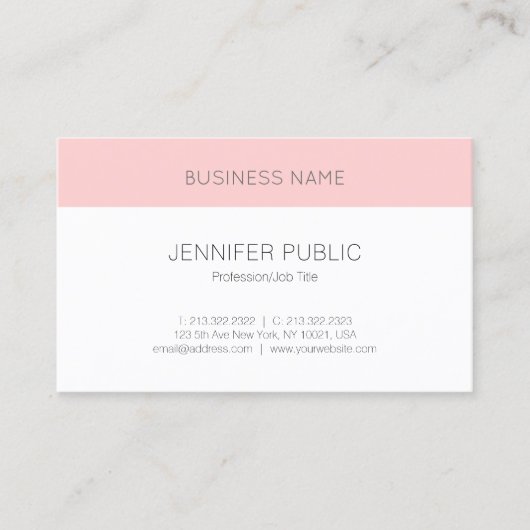 Carte De Visite Personnalisé Rose blanc rose blanc moderne Modèle (Devant)