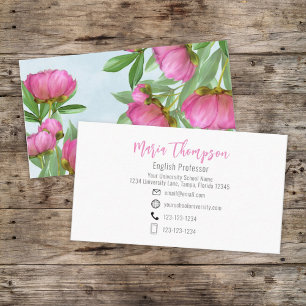 Carte De Visite Personnalisé Simple Design Rose Floral Professionn