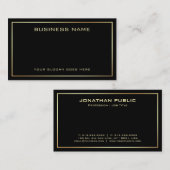 Carte De Visite Personnalisé tendance élégant Modèle moderne Black (Devant / Derrière)