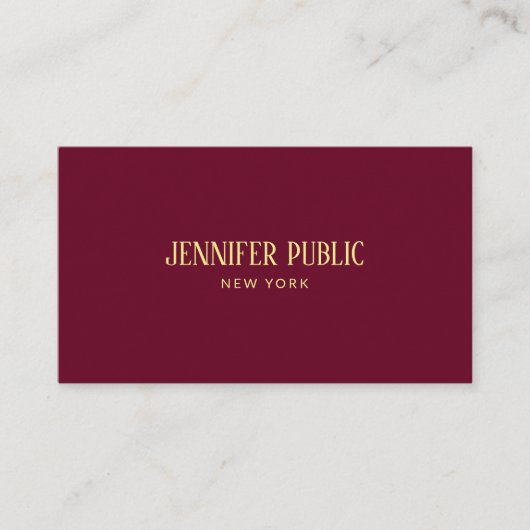 Carte De Visite Personnalisé tendance élégant Ruby Rouge & Or Luxe (Devant)
