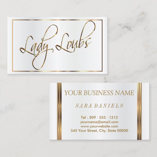 Carte De Visite Personnalisé - Texte de script or (Devant / Derrière)