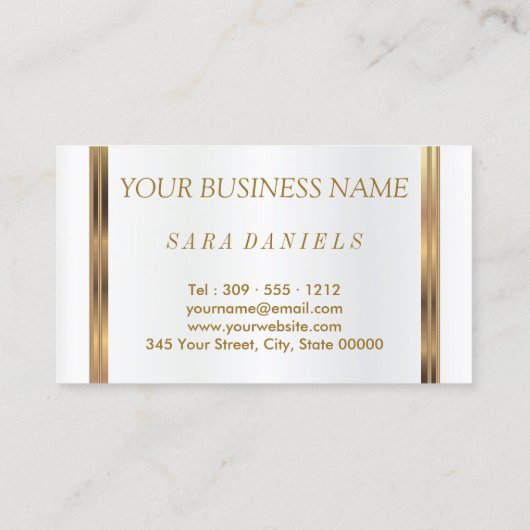 Carte De Visite Personnalisé - Texte de script or (Dos)