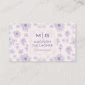 Carte De Visite Personnalisé Violet Violet Rose doux Floral Profes (Devant)