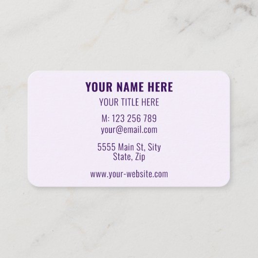 Carte de visite personnalisé Vos couleurs et votre (Dos)