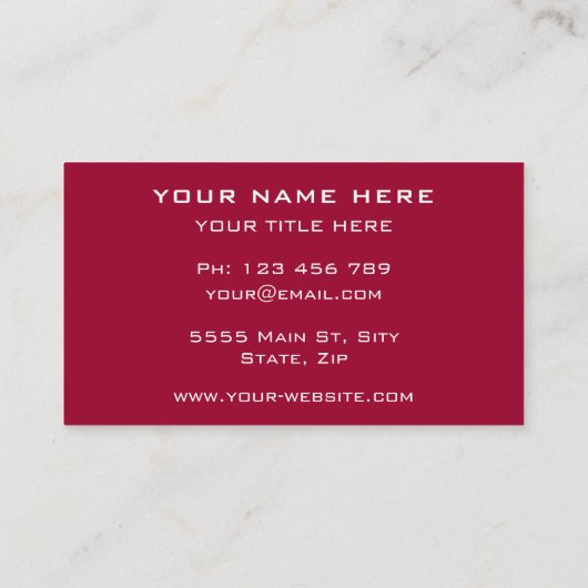 Carte de visite personnalisé Votre nom Information (Dos)