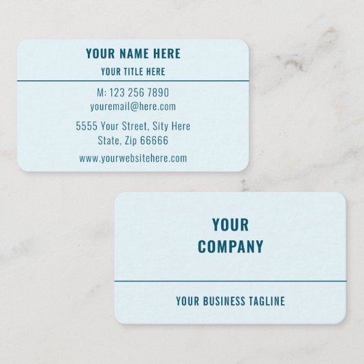 Carte de visite personnalisé Votre nom Texte Coord (Devant / Derrière)