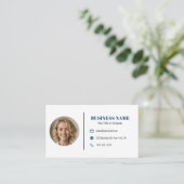 Carte de visite personnalisée avec code QR bleu ma (Debout devant)