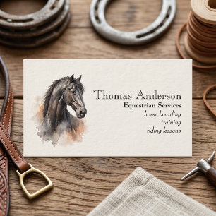Carte de visite personnalisée Cheval équin aquarel