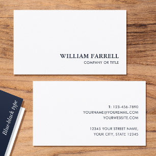 Carte de Visite Personnalisée Minimaliste Bleu-Noi