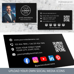 Carte de visite personnalisée Photo Logo Réseaux s