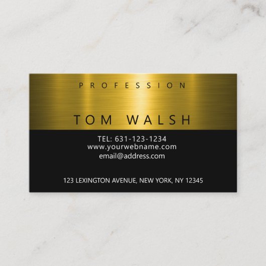 Carte de visite personnalisée simple élégante or n (Devant)