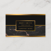 Carte De Visite Personnaliser en marbre rose noir tendance de luxe (Devant)