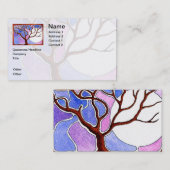 Carte De Visite Personnaliser l'aquarelle Arbre et lune - Rose ble (Devant / Derrière)