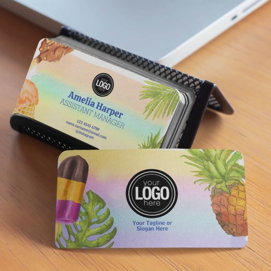 Carte De Visite Personnaliser l'artsy aquarelle thème crème glacée