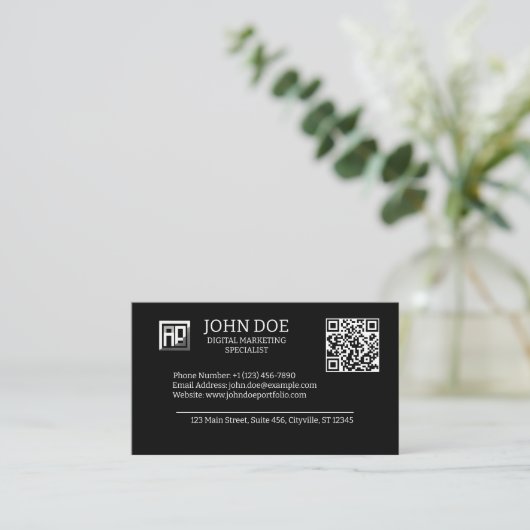 Carte De Visite personnaliser LOGO & QR code | Moderne (Debout devant)