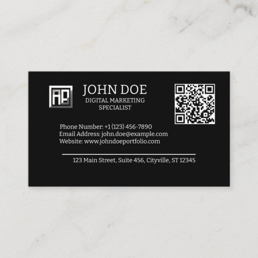 Carte De Visite personnaliser LOGO & QR code | Moderne (Devant)