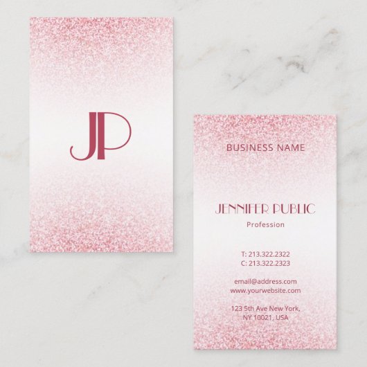 Carte De Visite Personnaliser moderne Rose Rose Rose Parties scint (Devant / Derrière)