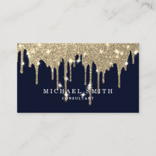 Carte De Visite Personnaliser Navy Blue Gold Drift Moderne et él
