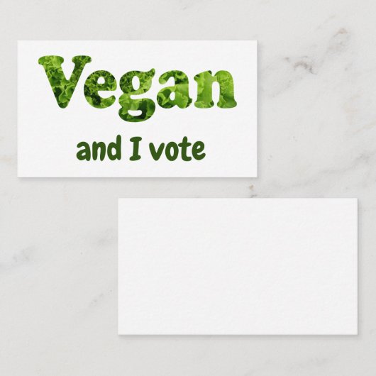Carte De Visite Personnaliser Vegan Activist Voter (Devant / Derrière)