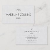 Carte De Visite Personnalisez la texture de lin gris Simple Profes (Devant / Derrière)