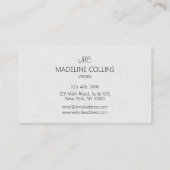 Carte De Visite Personnalisez la texture de lin gris Simple Profes (Dos)