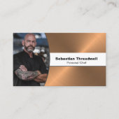 Carte De Visite Personnel chef Brushed Copper Custom Photo QR Code (Devant)