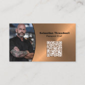 Carte De Visite Personnel chef Brushed Copper Custom Photo QR Code (Devant)