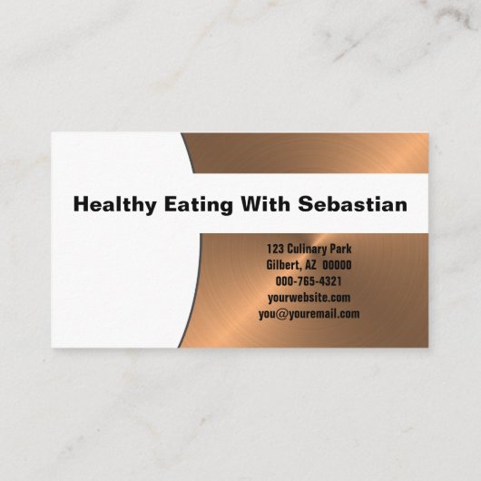 Carte De Visite Personnel chef Brushed Copper Custom Photo QR Code (Dos)