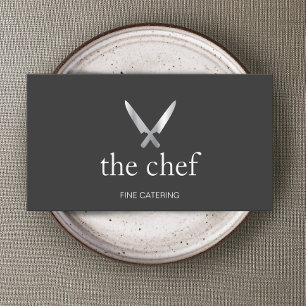 Carte De Visite Personnel Chef Couteau Logo Simple Cuisine Gastron