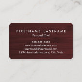 Carte de visite personnel de chef/restauration de (Dos)