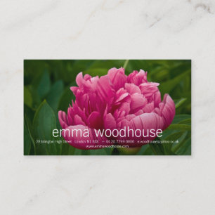 Carte de visite personnel de pivoine rose