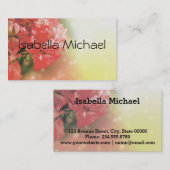 Carte de visite personnel, géranium, pelargonium (Devant / Derrière)