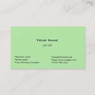 carte de visite personnel vert clair