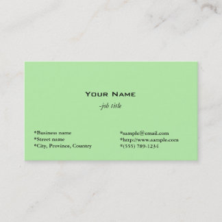 carte de visite personnel vert clair